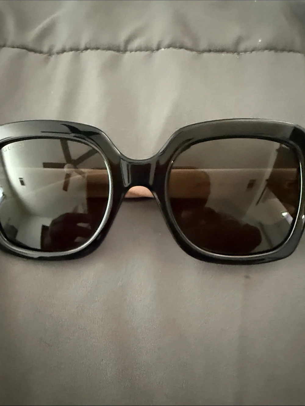 100% Authentic Gucci Black Square Sunglasses with Brown Lenses - Oversized.